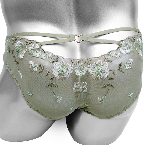 Shiny Mesh Sissy Panties With Embroidery Flowers Sexy Lingerie Briefs Gay Men Underwear See Through Breathable Sissy Underpants