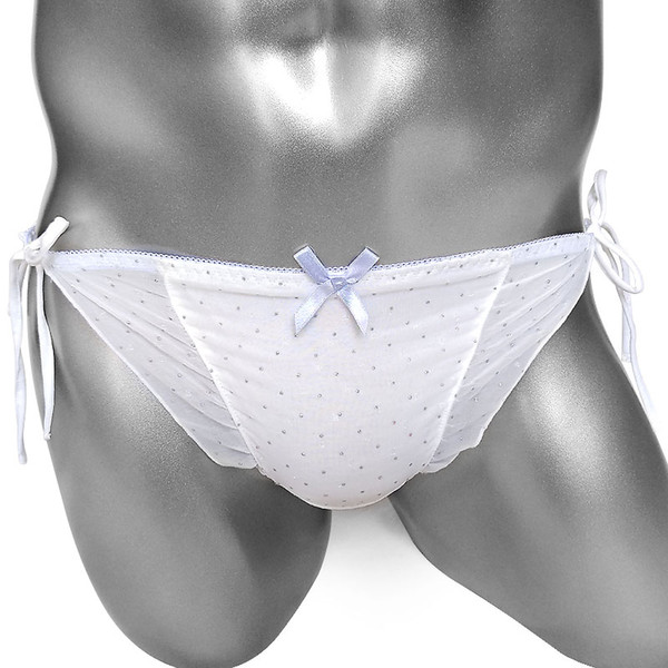 Lolita Sissy Brief Panties Sexy Lingerie Lace-up Glitter Dot Bowknot Briefs For Men Underwear Crossdress Panties