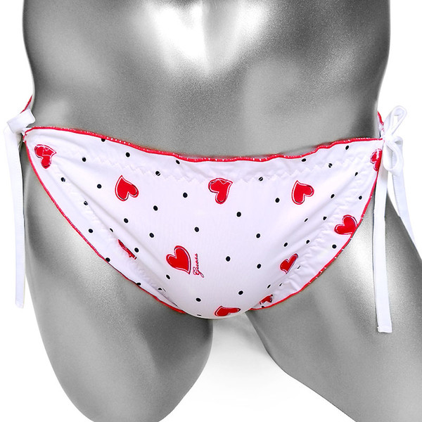 Sissy Panties Adjustable waist With Heart Printed Dot Sexy Lingerie Men Briefs Underwear Cute Ruffles Sissy Underpants