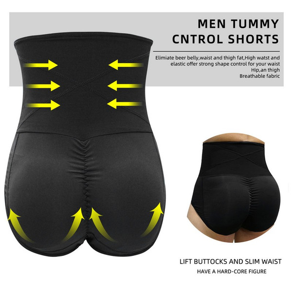 Men High Waisted Tummy Control Brief Panties Slimming Body Shaper Shorts Butt Lifter Shapewear Fitness Shaping Underwear Plus Size S-6XL