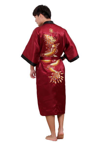 Shanghai Story Men's Kimono Robe Dragon Reversible Lingerie Sleepwear Summer Pajamas Mens Bath Robes