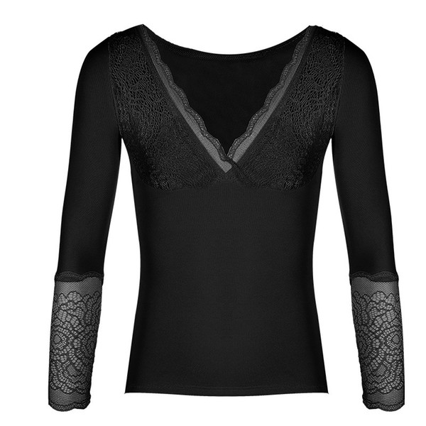 Sexy V-neck Slim Thermal Underwear Top For Women Velvet Thick Warm Blouses Fashion Body Feminino Basic Ladies Clothes