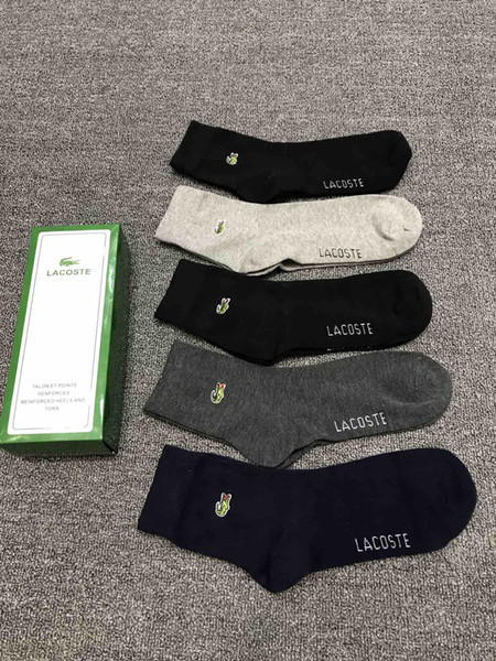 1 Box 5 Pairs Men Socks Crocodile Printed Cotton Classical Businness Casual Socks Summer Autumn Excellent Quality Breathable Male Sock