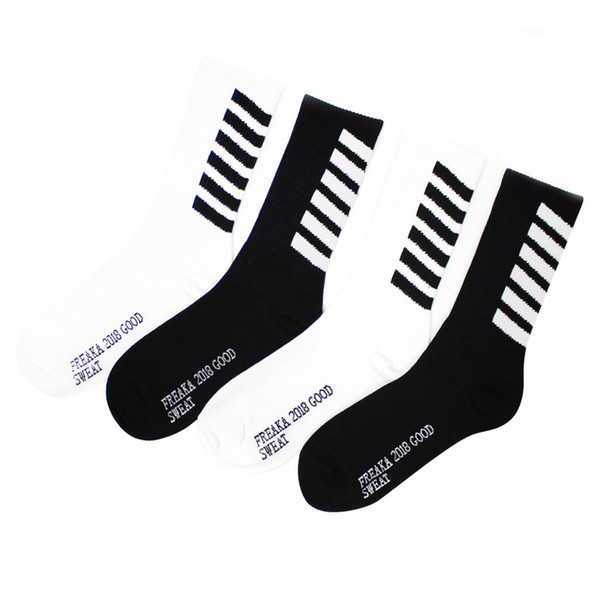 Zebra Stripes Black And White Stockings The Hip Hop Movement Diagonal Stripe Sock Letters Cotton New Trend Stockings