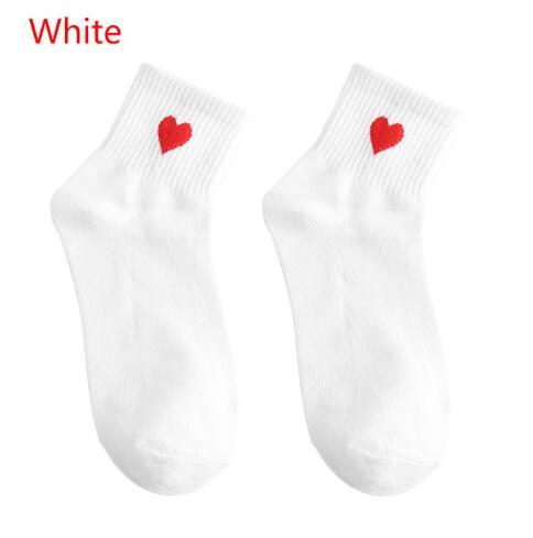 10 Pair New Kawaii Cute Socks Women Red Heart Pattern Soft Breathable Cotton Socks Ankle-High Casual Comfy Socks Fashion Style High Quality