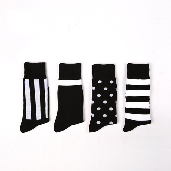 Wholesale- (4Pairs)High Quality Fashion Harajuku Socks Men Colorful Casual Cotton Men Socks Male Brand Happy Socks Men Dress Business Sock