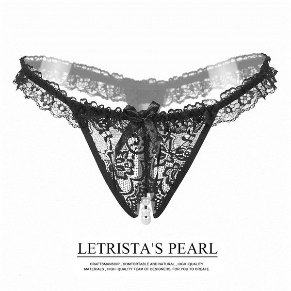 DIDI Sexy T-shaped Panties Woman Lace Pearl Massage Transparent Ladies Underpants Low-waisted Japanese Hot T Pants 2044