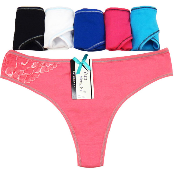 (MOQ 12pcs) Yun Meng Ni Sexy Underwear Breathable Cotton Women's Thongs T-back G string Panty Lingerie