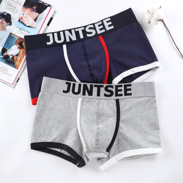 JUNTSEE new Men's underwear Hot sell fashion personality color stitching sexy cotton boxer pants manufacturers wholesale Underpants