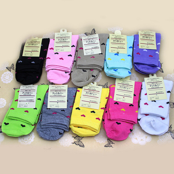 Classical Good Quality Fashion New Women's Socks Cute Lovely Heart-shaped Candy Sweet Classic Multi Colors Spring Autumn Sock Free Shipping