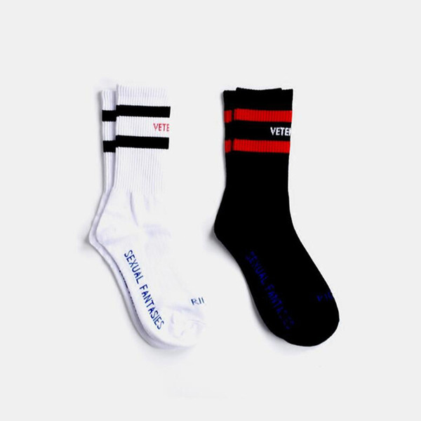 VETEMENTS Stockings Tide Brand Teenager Student Hip Hop Style Long Socks Letter Embroideried Socks Athletes Leg Warmers Striped Socks