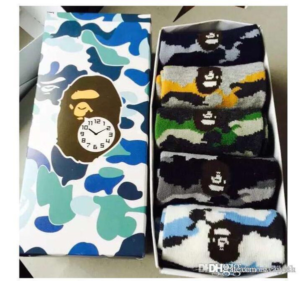 New Cotton Animal Stitched Hip Hop Casual Sox Long Skateboard Socks Men's Street Boat Sock for Men and Women Camouflage Socks Free Ship