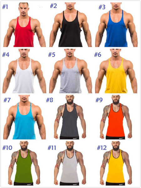 Factory direct sale ! 12 colors Cotton Stringer Bodybuilding Equipment Fitness Gym Tank Top shirt Solid Singlet Y Back Sport clothes Vest