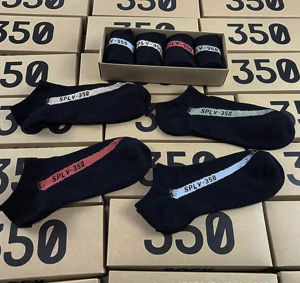 Newest 350 V2 Socks with box 4 Color SPLY - 350 Men Women Socks Free Size Sports Socks with 350 boost Running shoes high quality