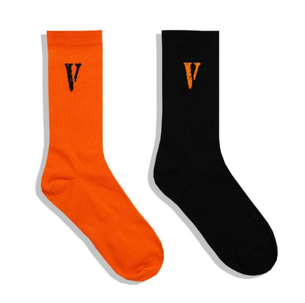 designer high stree stockings men women socks fashion underwear black orange V letter print casual cotton top quality