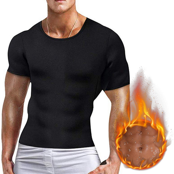 2019 Men Slimming Body Shapers Tummy Shaper T shirt Bodybuilding Compression Fat Burn Chest Tummy Tops Corset