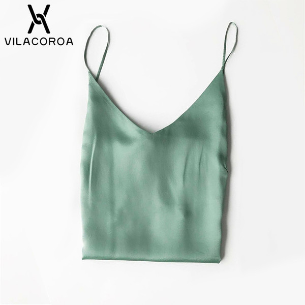 Plus Size Halter Top Women Camisole Camis Sexy Sleeveless V Neck Top Tank Ladies Lingerie Silk Vest Women 5% Silk Charmeu