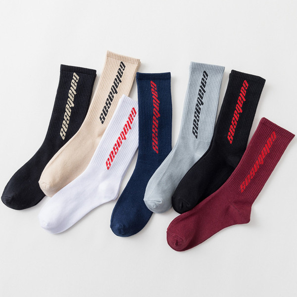 men women Calabasas season 5 socks letter cotton long socks hip hop streetwear kanye west harajuku socks