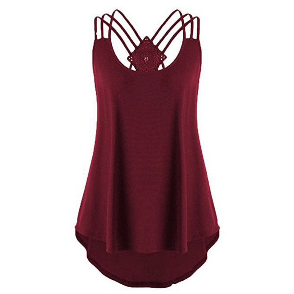 Sexy Crossed Lace Up Ladies Sleeveless Vest Tank Tops Summer Women Strappy Camisole Tops Solid Color Shirts Camisa Mujer