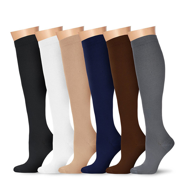 6 Pairs Knee High Graduated Compression Socks For Women and Men - Best Medical Nursing Travel & Flight Socks - Running & Fitness - 15-20mm