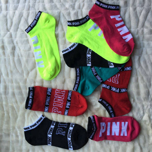 Pink Letter Socks Pink Ankle Sock Sports Sock Cotton Hosiery Girls Fashion Sexy Ship Sock Campus Party Socks Wholesale 200pair AP03e