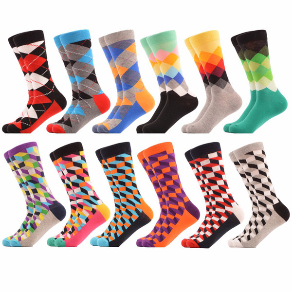 Happy Socks Mens Funny Socks Brand Cotton Men's Dress Sock Novelty Warm Art Socks Socken Herren Thick Wool Sox 1 pair = 2 pieces