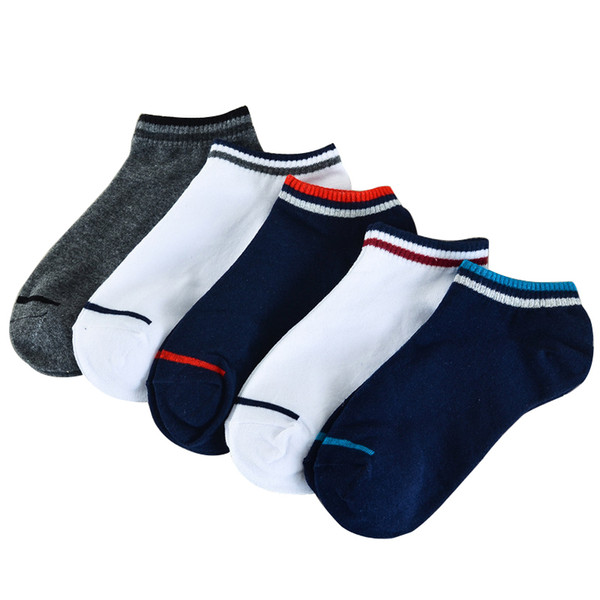 5pairs=10pcs/lot 2018 Solid Color Socks Cotton Men Fashion Stripes Boat Socks Summer Male Casual Breathable Boy New