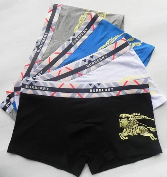 5 Pcs Brand Mens Boxers BURY 100%Cotton Underwear M-2XL 5 Colors Male Boxers Underpants Fashion Designer Underwears Mixed Colors