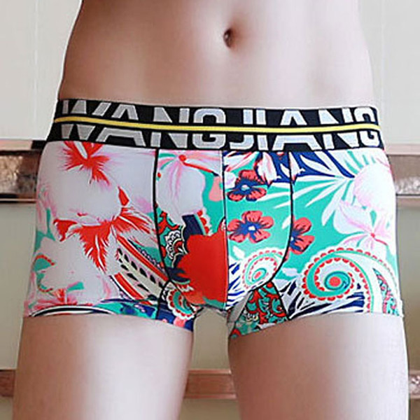 New Cool Breathable Boxers Shorts Underwear For Mens XXL Floral Sexy Male U convex Pouch Boxer Underwear Brand Men Boxer