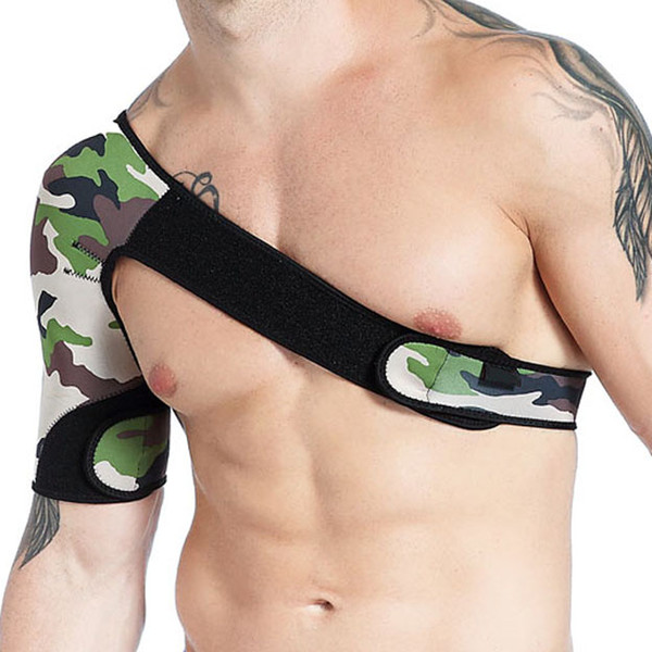 Adjustable Left Right Shoulder Bandage Protector Brace Joint Pain Injury Camouflage Shoulder Support Strap Training Tank top