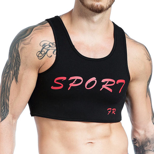 Bodybuilding Fitness Tank Top New Mens Neoprene Ultra-thin Body Shaper Slimming Male Vest Corset Tank Tops Muscle Tee