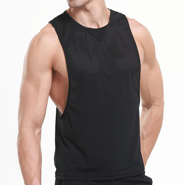 Mens Vivid Tank Tops Low Cut Armholes Vest Brand New Mesh Breathable Black Sexy Tank Muscle Mans Vest Singlet Shirt