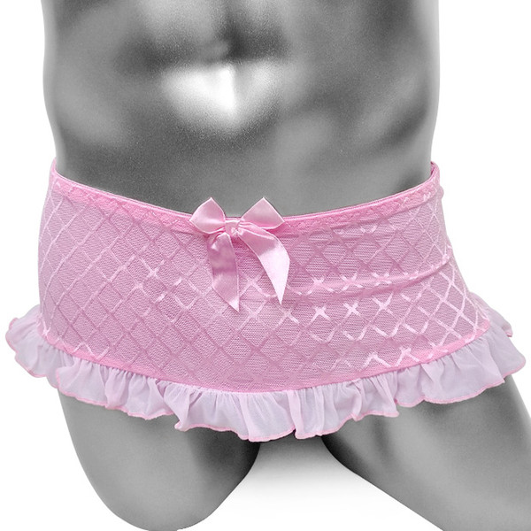 Sissy Skirts Panties Sexy See Thru Gay Male Underwear Club wear Nightwear Plaid Sexy Lingerie Underwear Ruffles Panties For Men