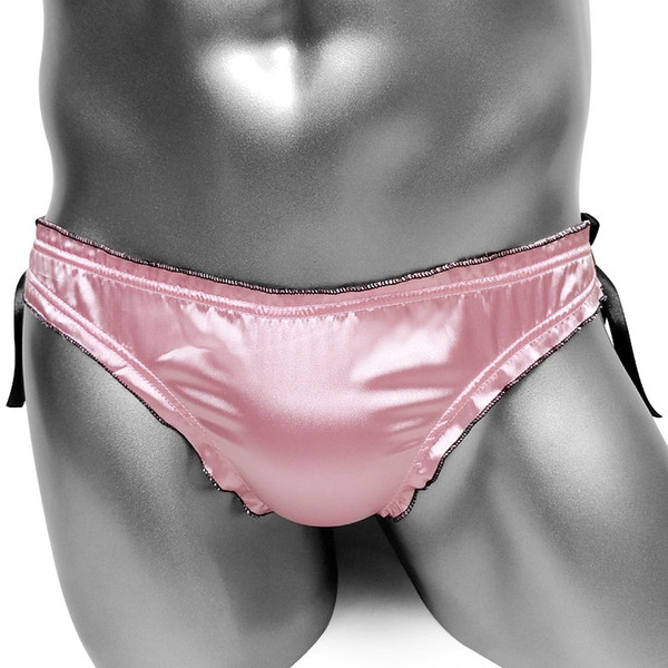 Mens Sexy Lingerie Frilly Satin Ruffled Sexy Sissy Knickers Briefs Men Underwear Panties Sexy Gay Male Brief Underpants