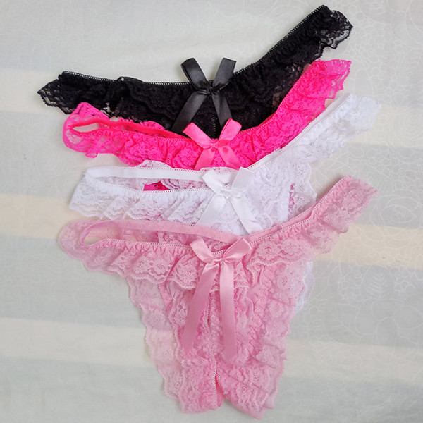 Sexy Opening Crotch Sissy Panties Flower Lace Men Bikini Thongs G-string Sexy Lingerie Gay Male Underwear With Penis Hole Thong