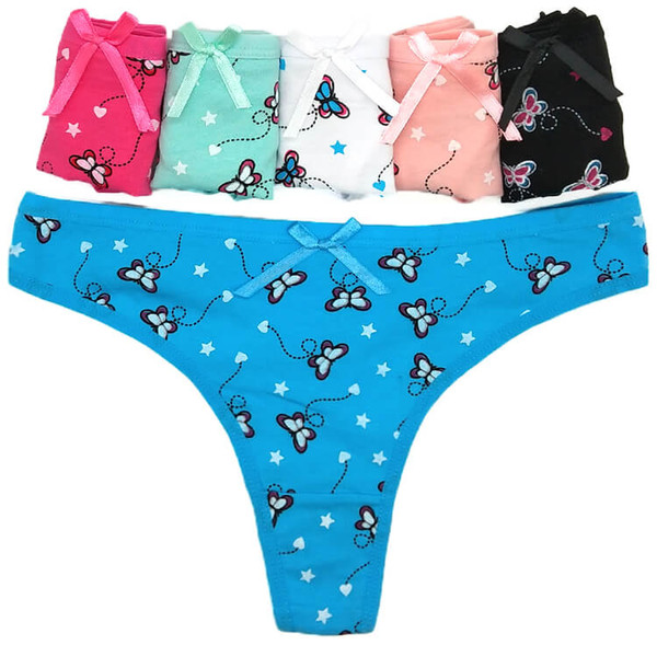 Fashion Sexy Lingerie Women Cotton Print Thongs Girls T-back Briefs