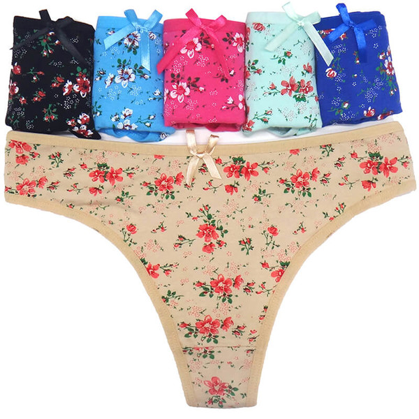 Yun Meng Ni Fashion Sexy Cotton Soft Underwear Women Thong Briefs G-string Print Tights Panties For Women