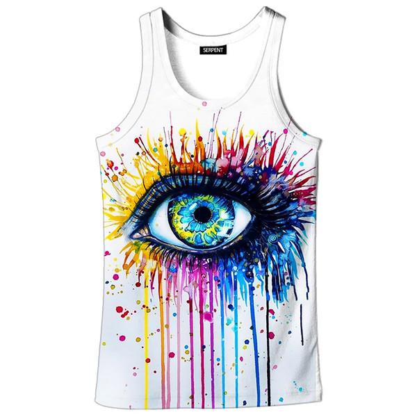 3D Printed Vest Women Art Clothing Vests 3D Sports vest Graffiti Big Eye 3d Print Sleeveless Fitness Summer Tank Top