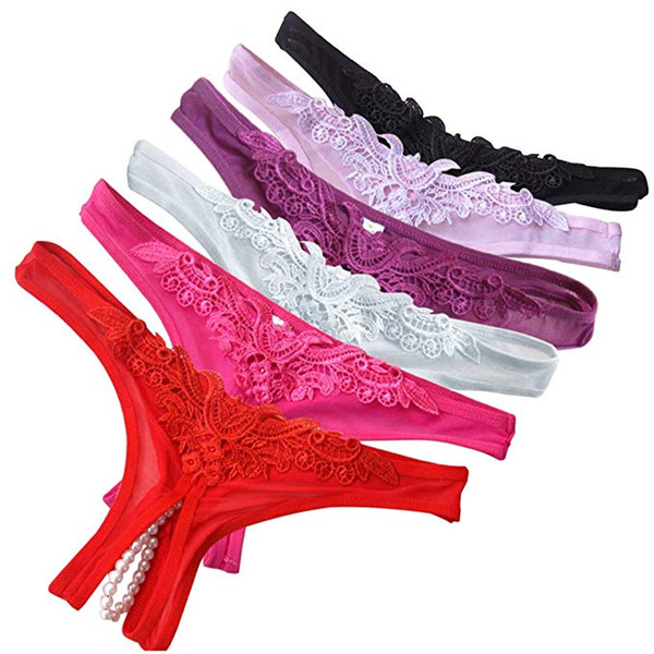 New Sexy Exotic Woman Lace Briefs Lingeries Intimates Pearl Massage Rubs Panties Women's Low Waist Briefs Underwear Sex Pants Ladies Briefs