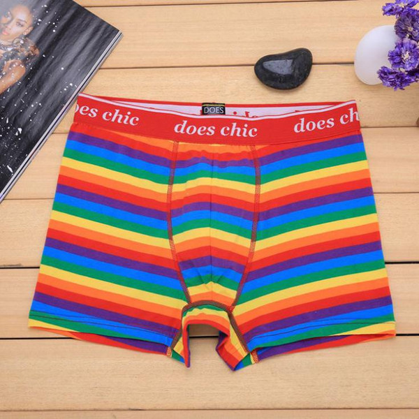 New Design Rainbow Striped Gay Pride Underwear Boxers lgbt 100% cotton soft boxers for men 4 sizes M-2XL