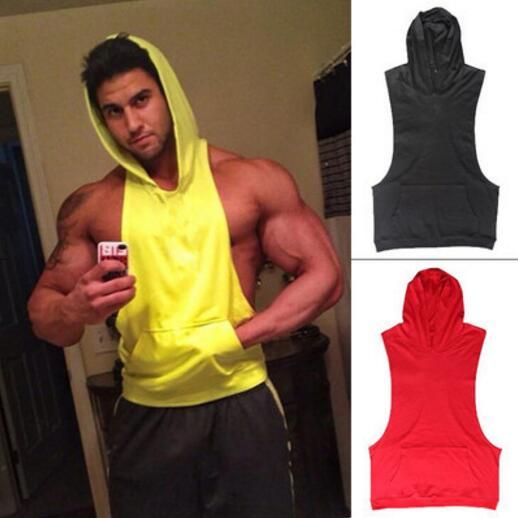 wholesale mens tank tops sports vests cotton vests with hoodies new bodybuilding vest M L XL XXL euro size D564 free shipping