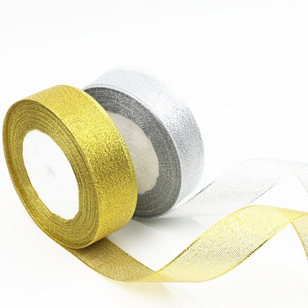 Gold silver ribbon band Width. 25mm Cake gift box decorative accessories (about 22meter/pc) DL_RB012