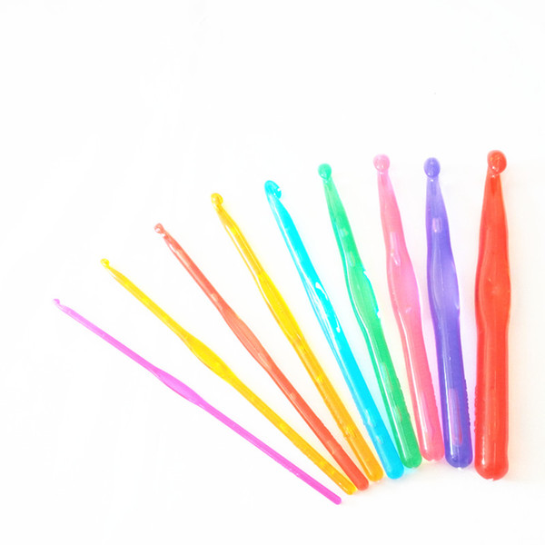 Plastic crochet hook set Spec.from 3.0mm to 12.0mm Useful hand knitting tools for DIY household needlework 9pcs/set DL_KNT030