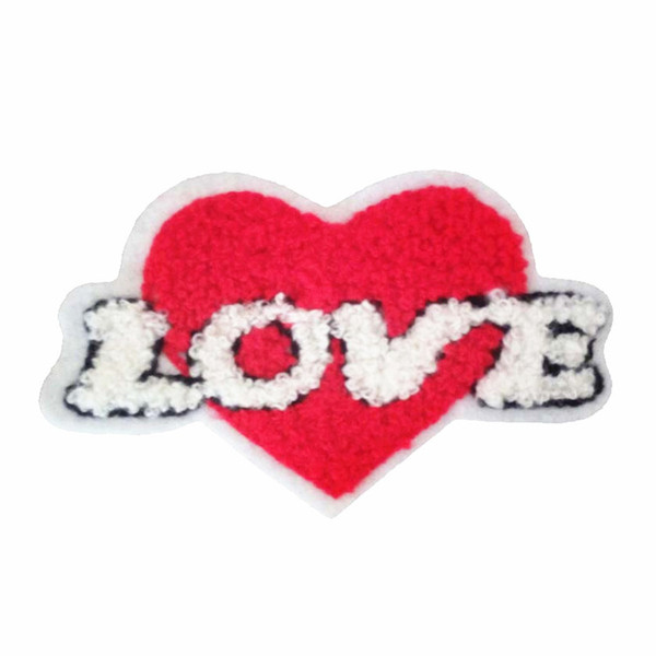 Terry cloth patch 10.5cm * 7cm Loving heart appliques sweater knitting overcoat hand sewing decorative patch clothing accessories DL_CPIS011