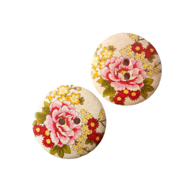 2 Holes Dia.30mm Printed Wooden Sewing Buttons Sewater overcoat decorative buttons clothing sewing accessories DL_BUW017