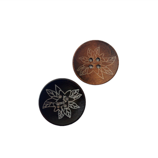 4 Holes Dia.30mm laser engraved Wooden Sewing Buttons Sewater overcoat decorative buttons clothing sewing accessories DL_BUW014