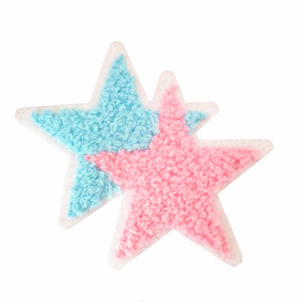 Terry cloth patch 9.5cm * 7.5cm Double star appliques sweater knitting overcoat hand sewing decorative patch clothing accessories DL_CPIS012