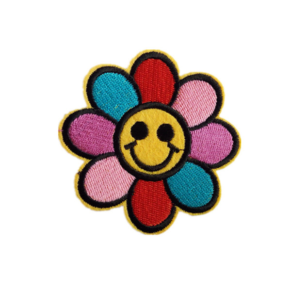 Embroidered cloth patch Dia.7.6cm smiling face appliques Back gum Ironing sewing decorative patch T-shirt clothing accessories DL_CPIS001