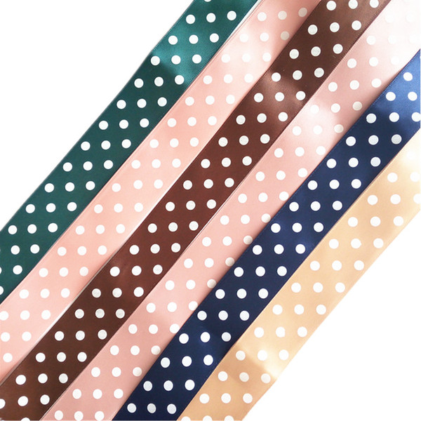 Ribbon band with dots printed width: 25mm DIY Hand made bowknot gift box /clothing sewing decorative accessories DL_RB003