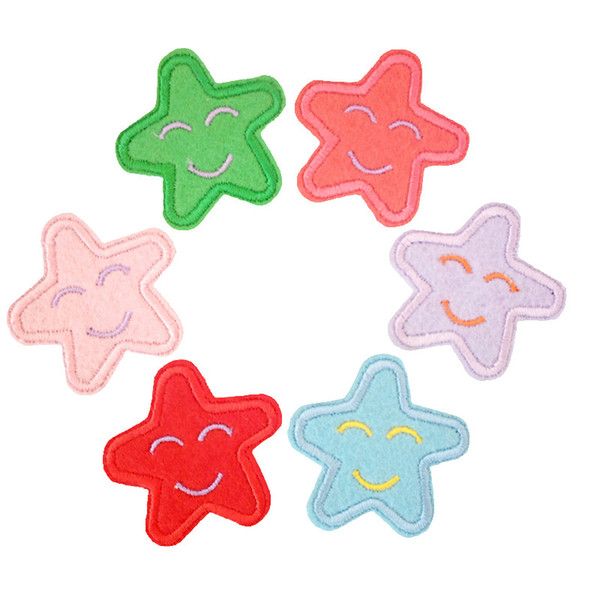 Embroidered cloth patch 4.6cm* 4.5cm Star shape smiling face appliques Back gum Iron sewing decorative patch clothing accessories DL_CPIS009